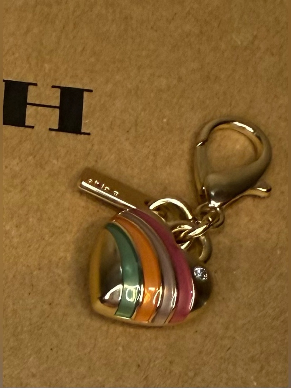 Coach Mini Pride Heart Charm Gold With Enamel Rainbow - Picture 2 of 3
